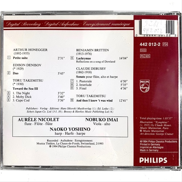 Toward the Sea III 20th Century Works Harp Viola Flute CD Philips 028944201222 - Picture 4 of 4